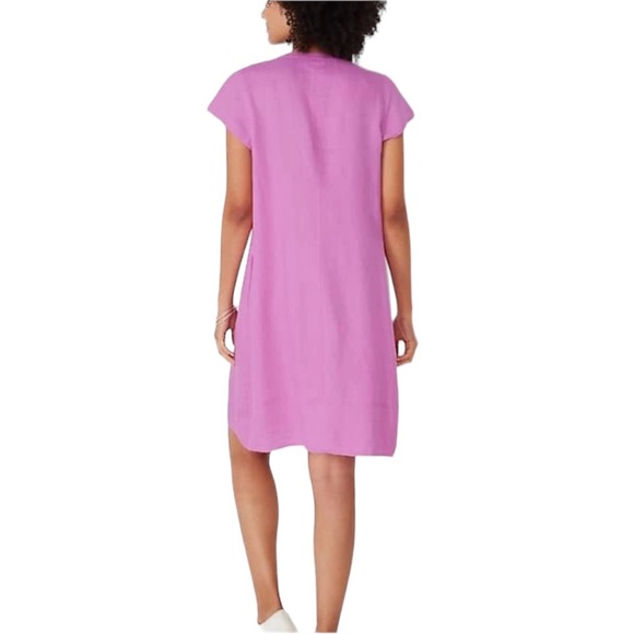 J. Jill Love Linen Pintucked Linen Shift  Dress Lavender Camilla Pink Size XS - Picture 2 of 15